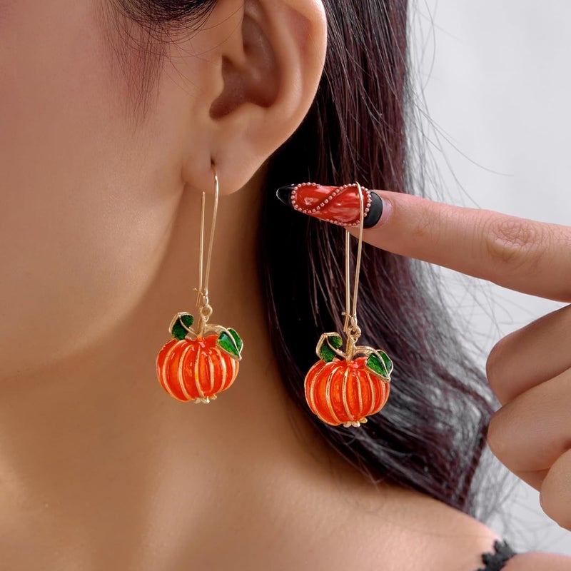 SKYFUN Fall Earrings Crystal Maple Leaf Earring for Women Orange Autumn Maple Leaves Thanksgiving Earrings Drop Dangle Statement Prom Party Jewelry Accessories - Image 3